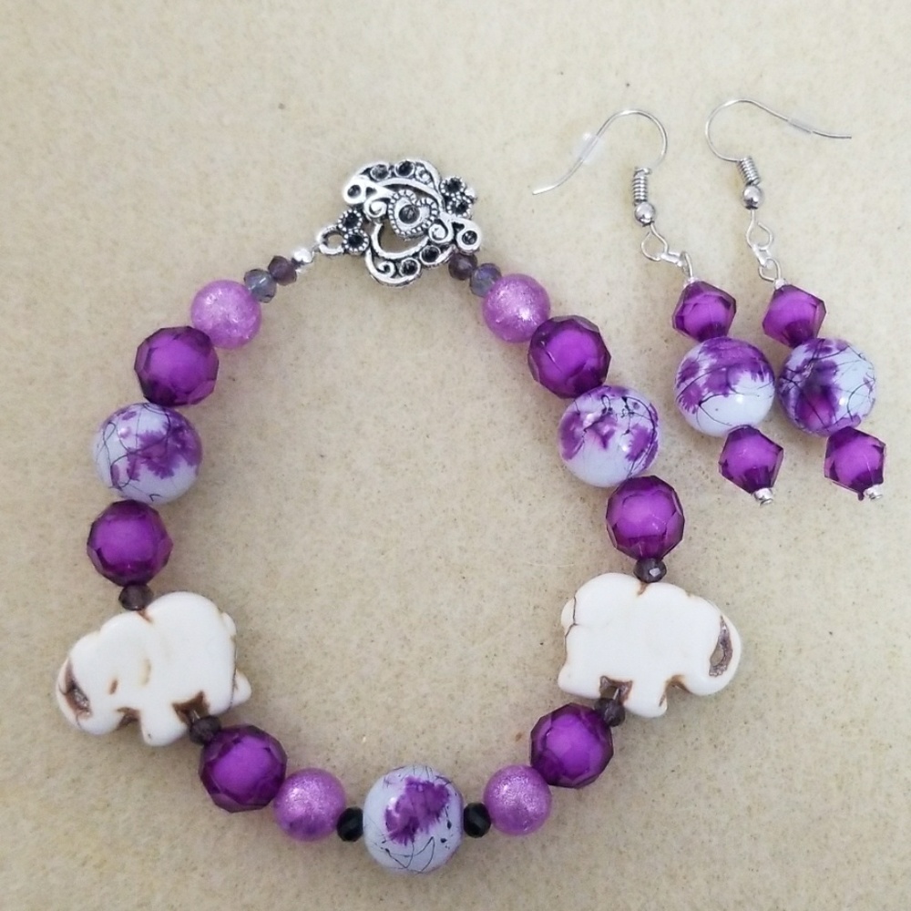 Custom made purple beaded bracelet